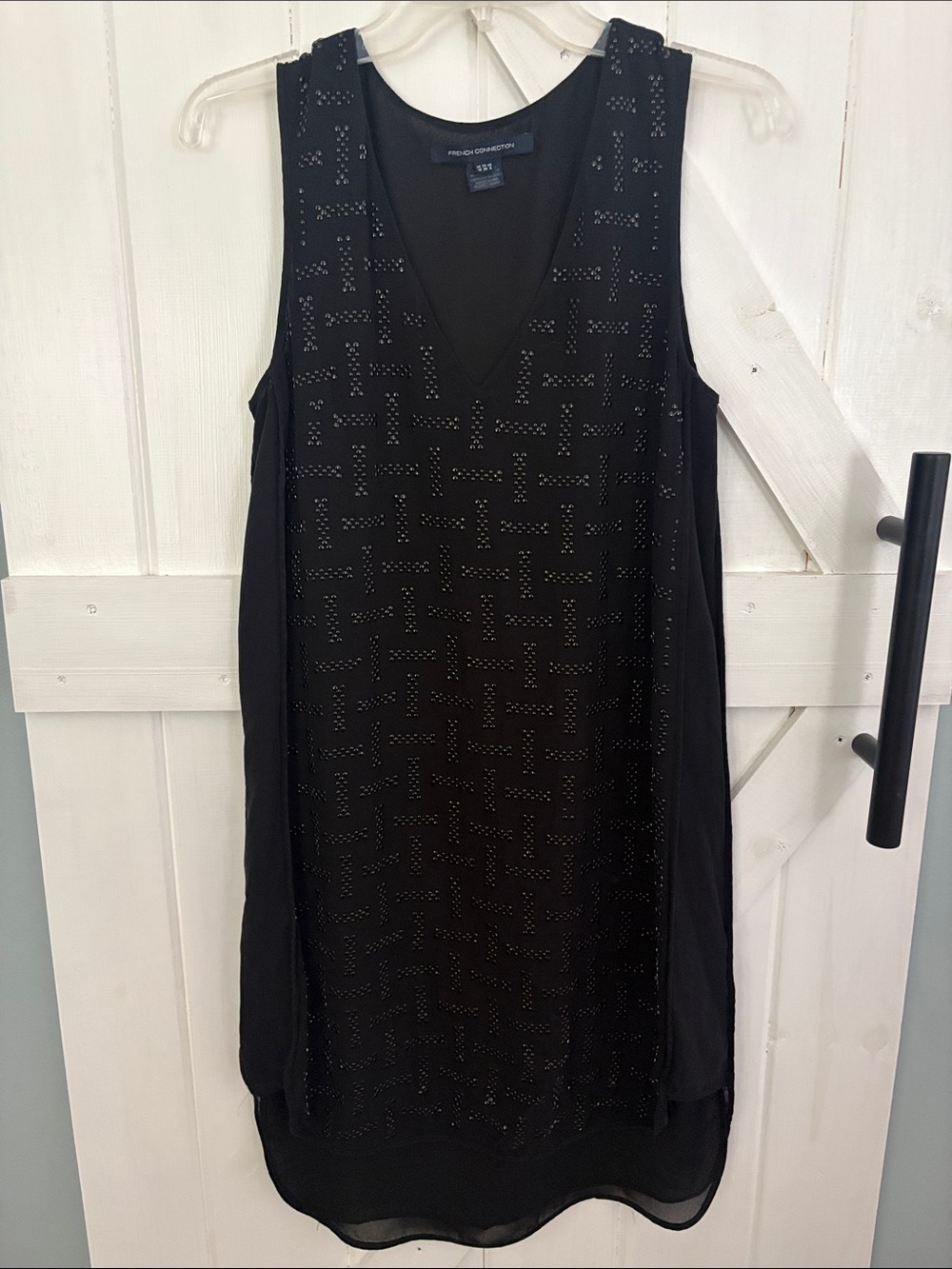French Connection Black Dress with Branded Neckline - Size 6